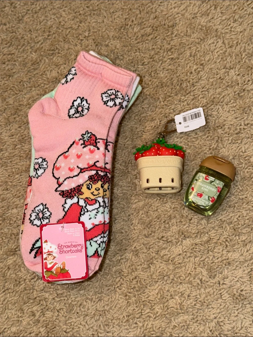 Strawberry Shortcake Pink Crew Socks for Women